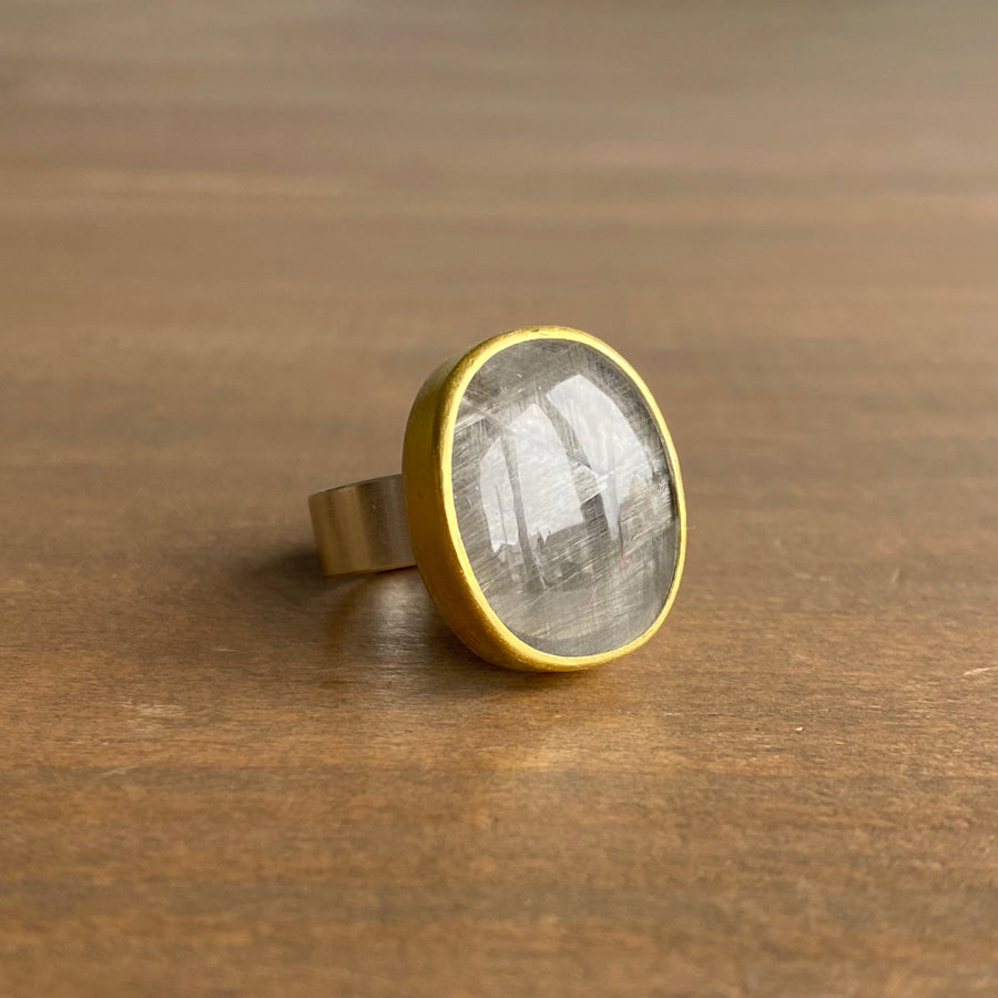 Oval Brookite Quartz Ring