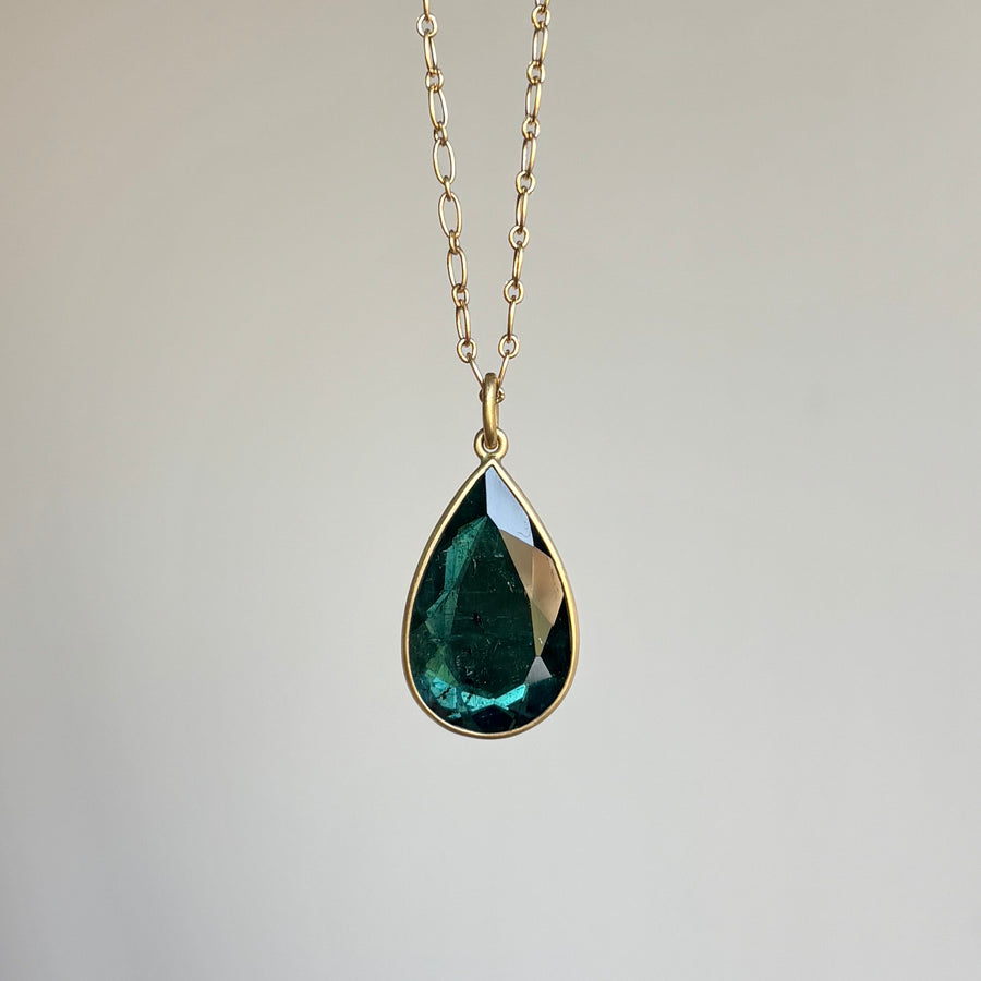 Bluegreen Tourmaline Teardrop Pendant
