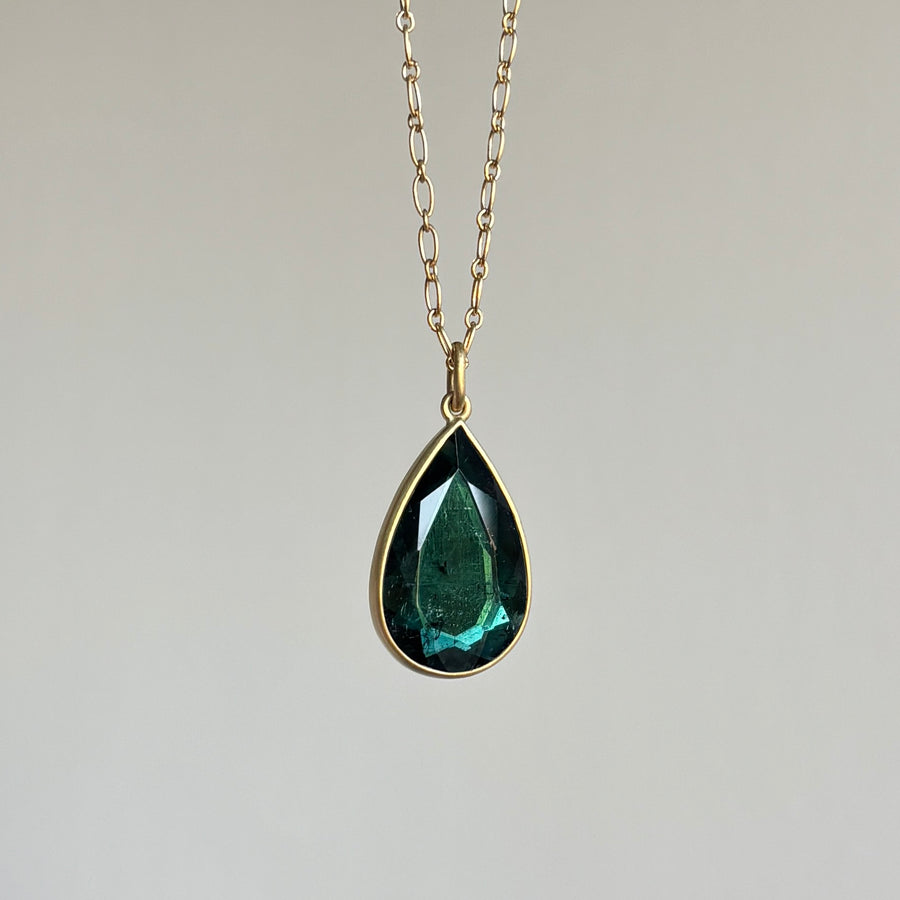 Bluegreen Tourmaline Teardrop Pendant