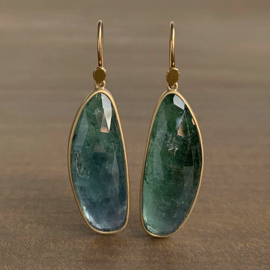 Long Bluegreen Tourmaline Drop Earrings