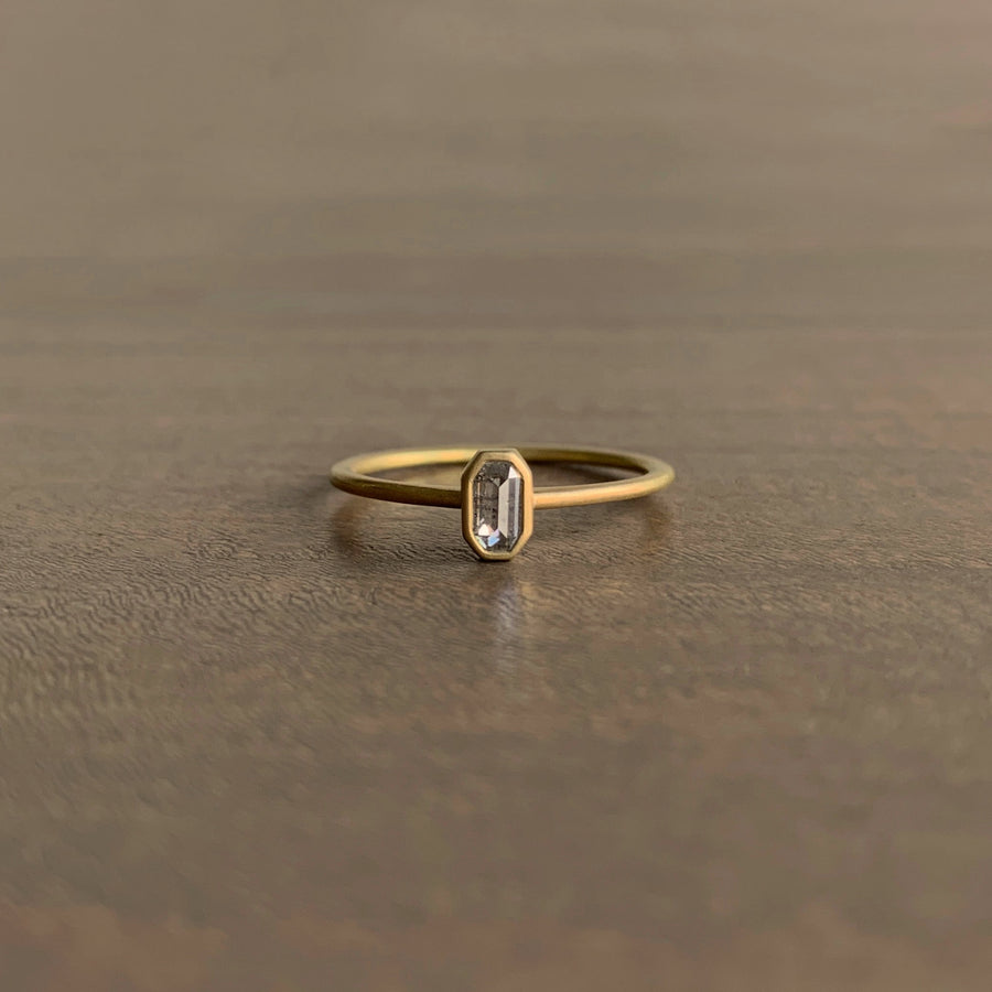 Elongated Octagon Diamond Stacker Ring