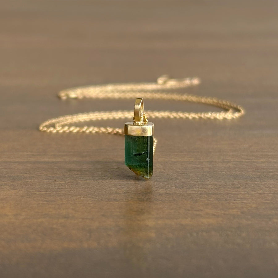 Green Tourmaline Stick Pendant