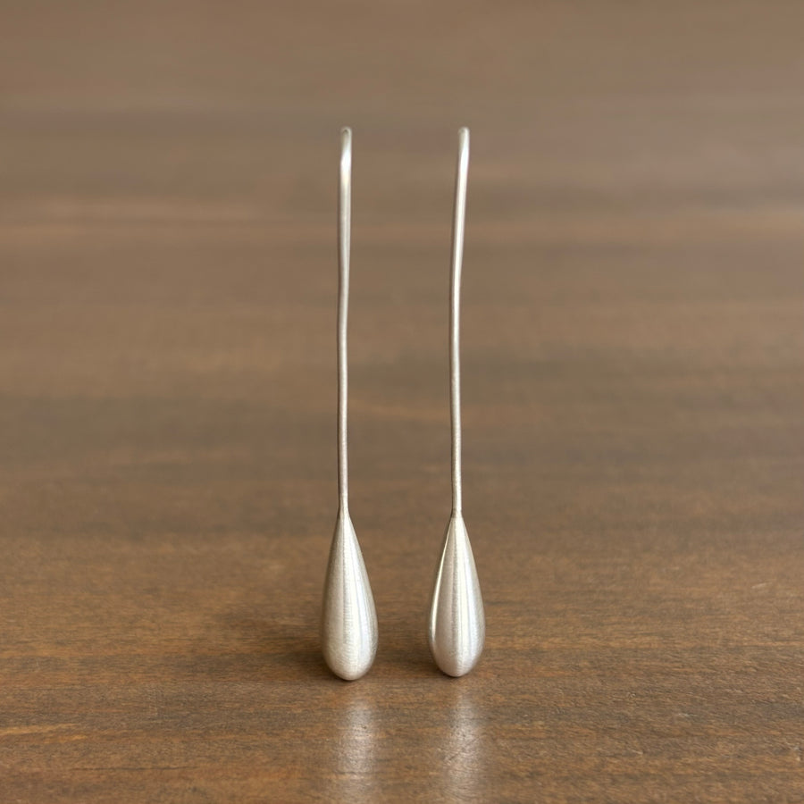 Longer Liquid Sterling Silver Streamline Earrings
