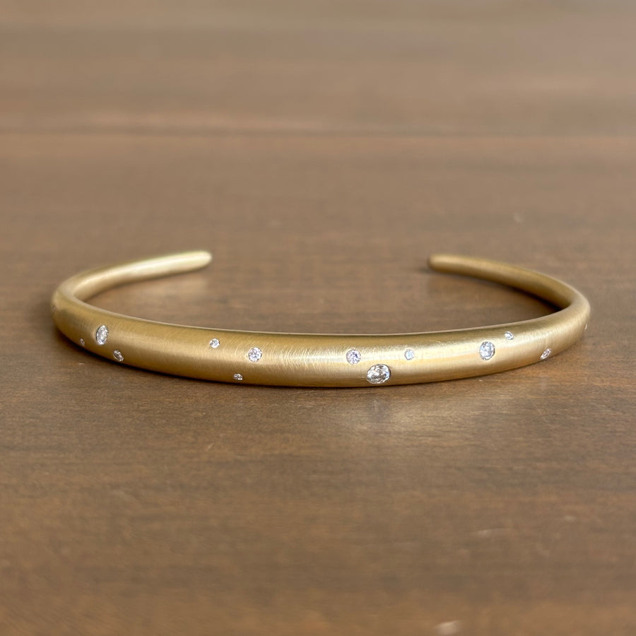 Liquid Gold Fine Melee Diamond Curve Cuff Bracelet