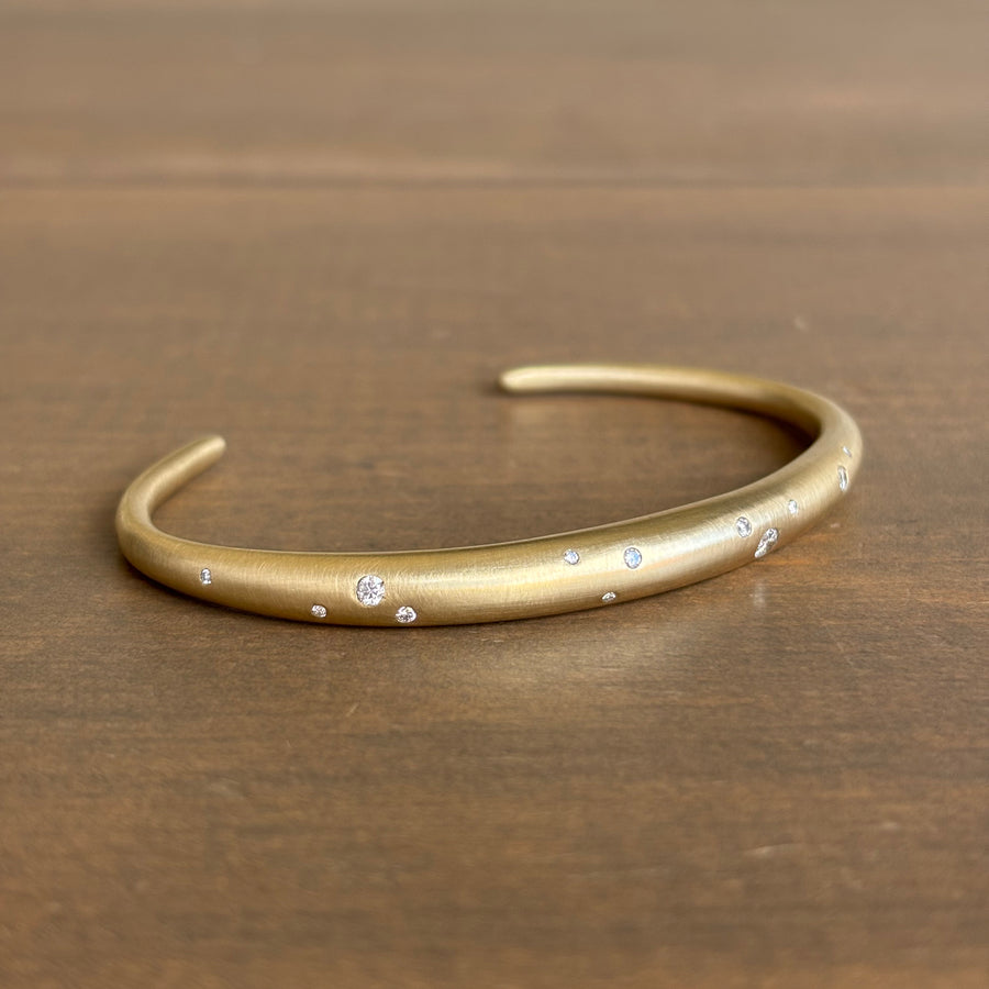 Liquid Gold Fine Melee Diamond Curve Cuff Bracelet