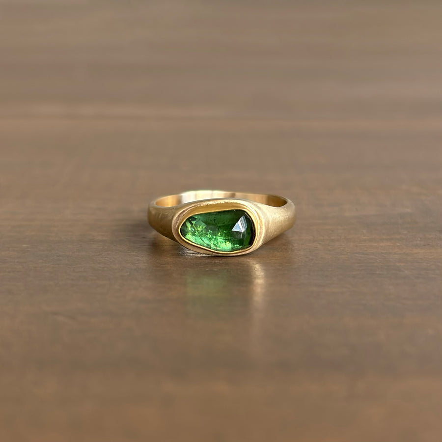 Rose Cut Green Tourmaline Ring