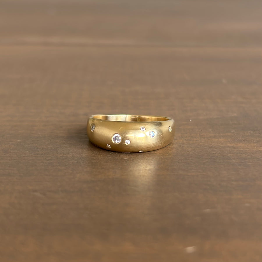 Liquid Gold Fine Melee Diamond Single Dome Ring