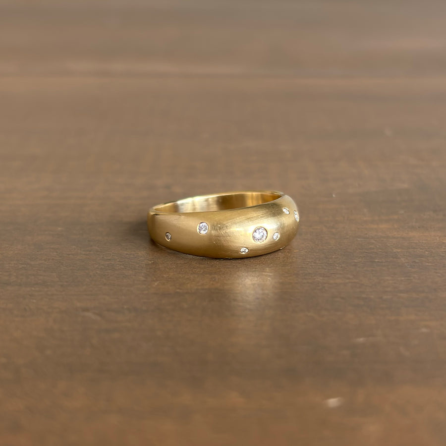 Liquid Gold Fine Melee Diamond Single Dome Ring