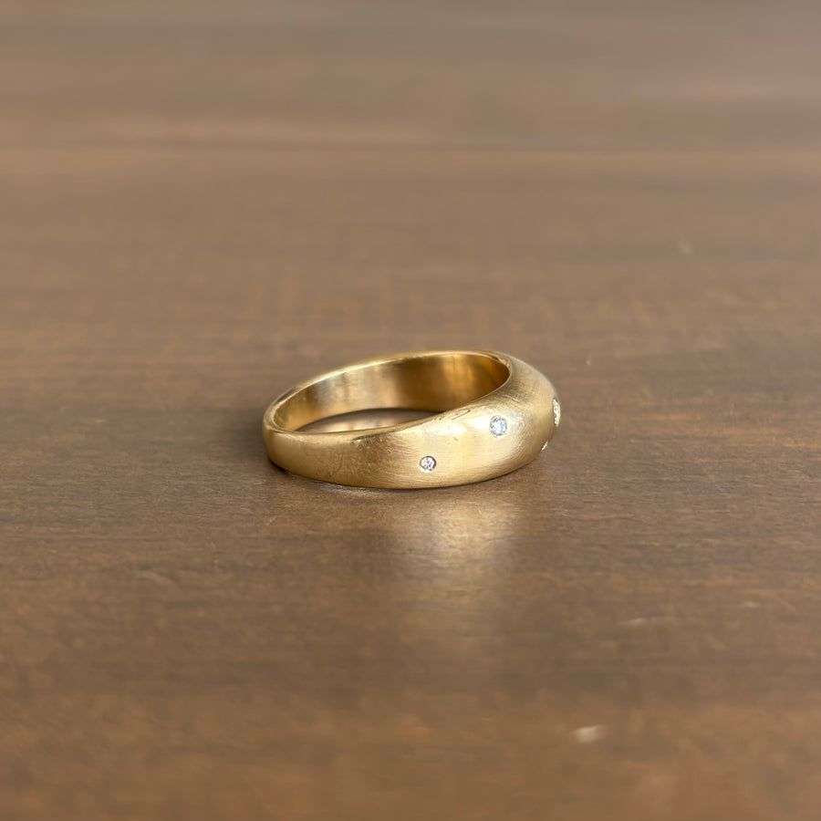 Liquid Gold Fine Melee Diamond Single Dome Ring