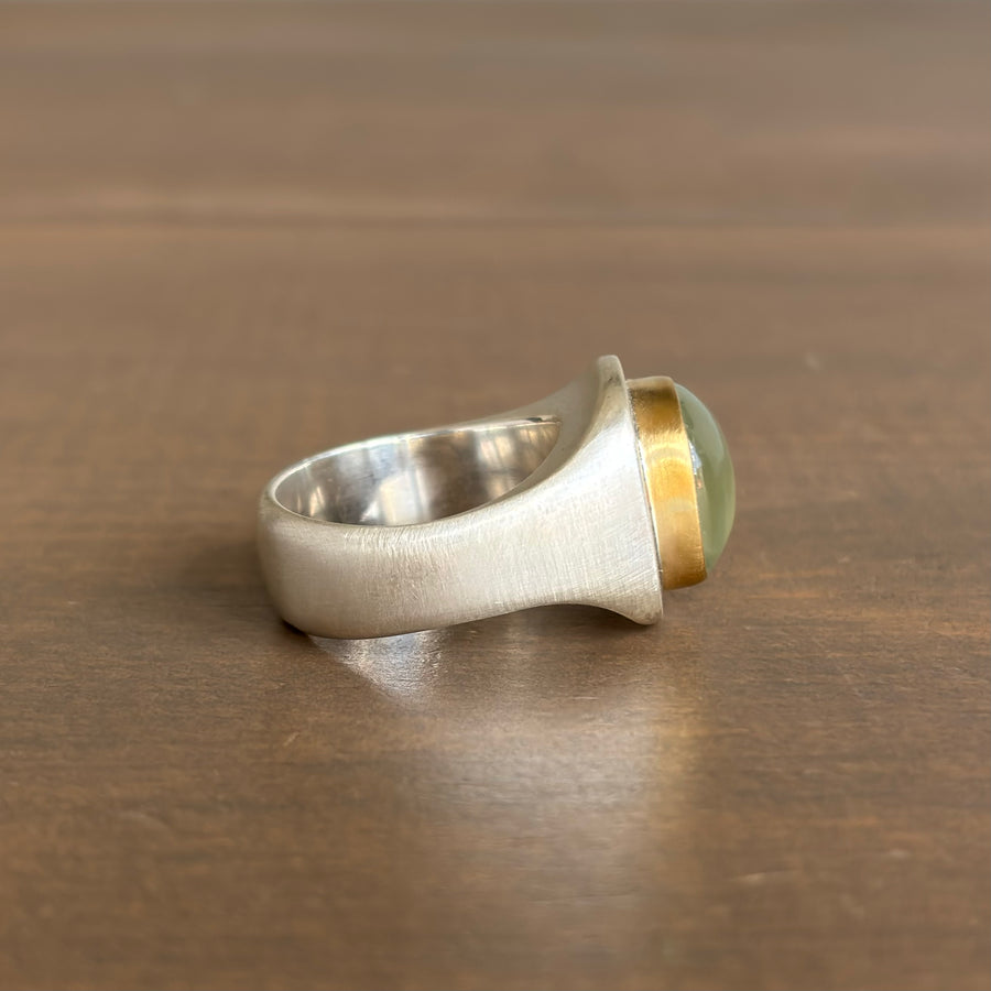 Pillow Prehnite Signet Ring