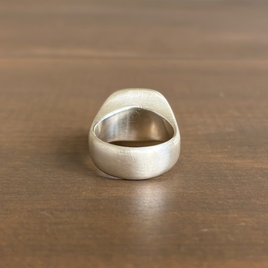 Pillow Prehnite Signet Ring