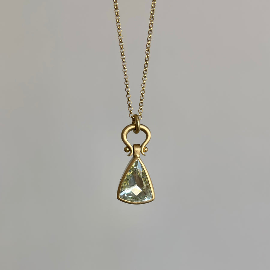 Faceted Aquamarine Elongated Triangle Pendant