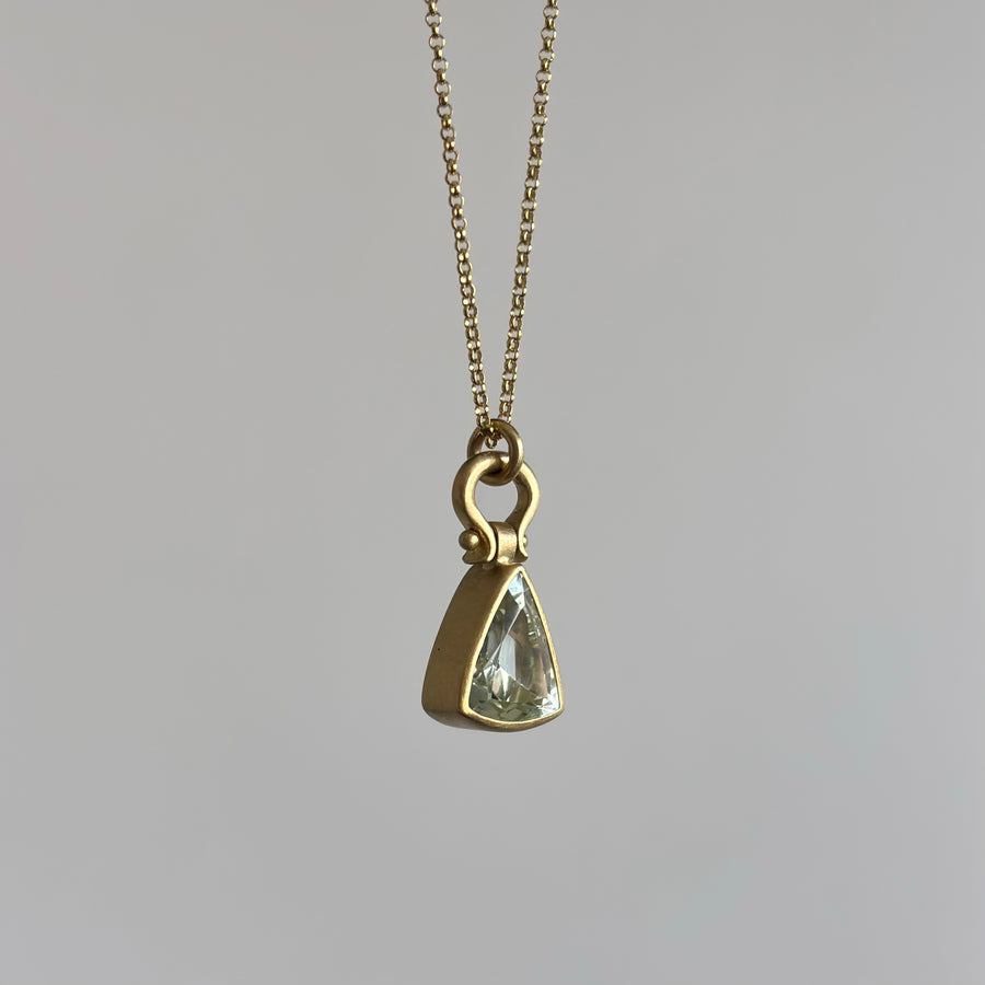 Faceted Aquamarine Elongated Triangle Pendant