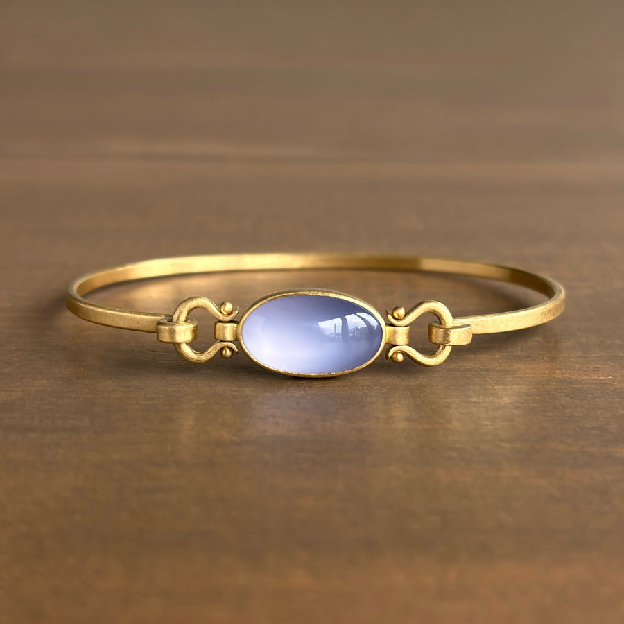 Elongated Oval Chalcedony Cabochon Bracelet