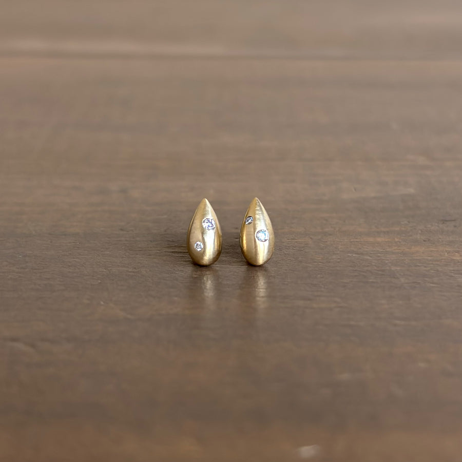 Liquid Gold Fine Melee Diamond Drop Stud Earrings