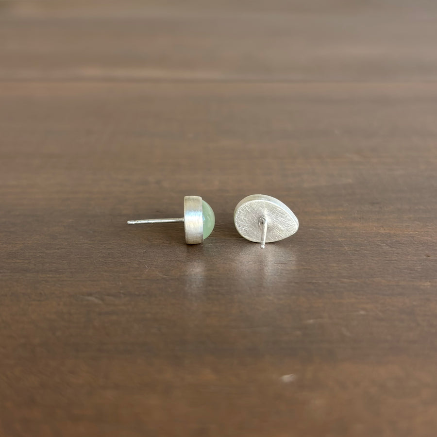 Teardrop Prehnite Stud Earrings