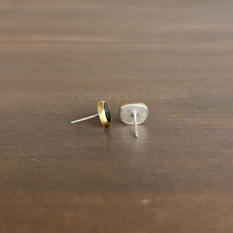 Mismatched Green Tourmaline Stud Earrings