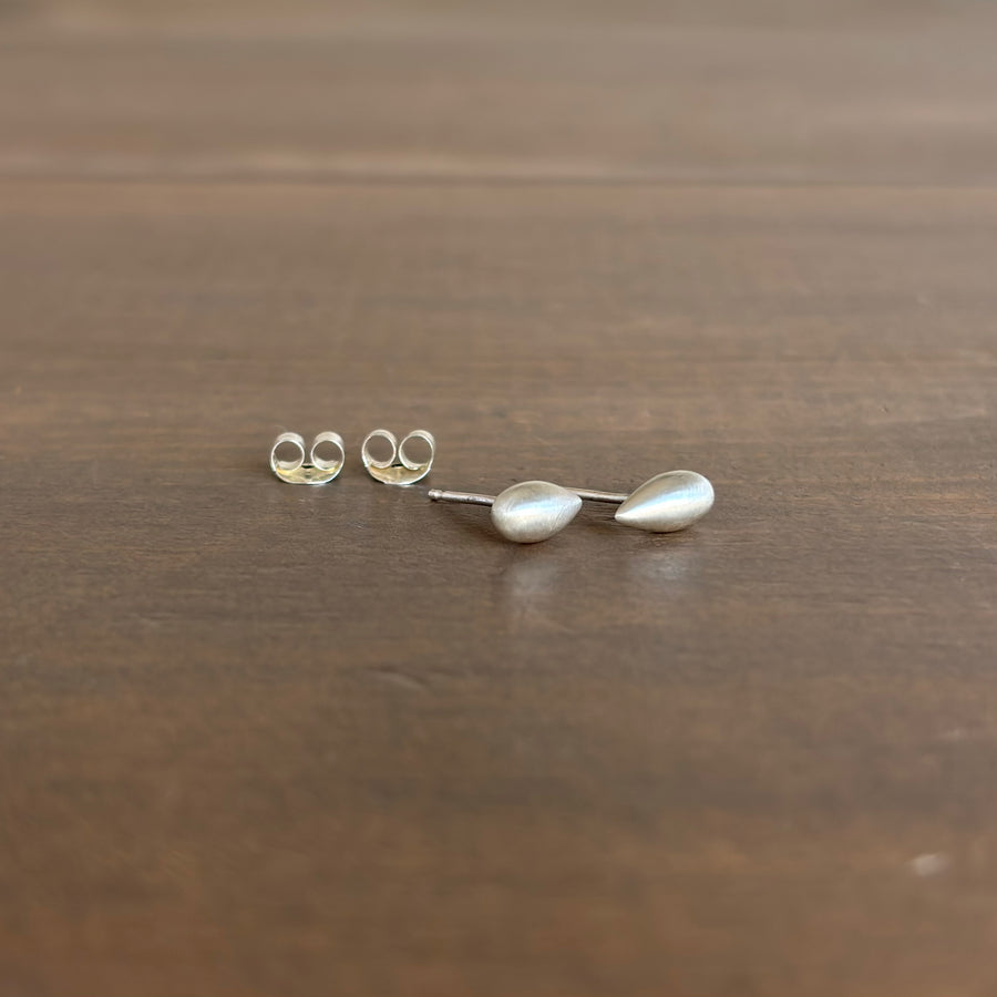 Small Liquid Sterling Silver Drop Stud Earrings