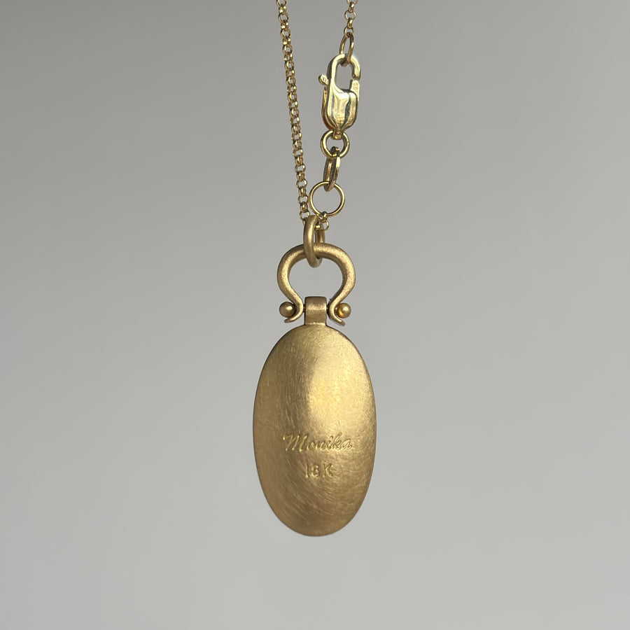 Elongated Oval Blue Chalcedony Cabochon Pendant