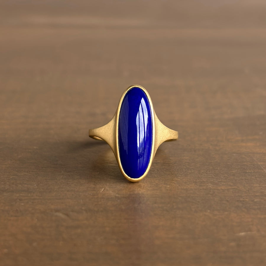 Elongated Oval Lapis Cast Ring