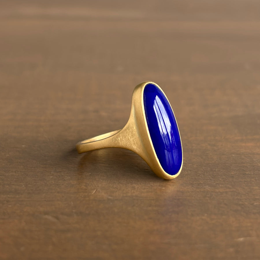 Elongated Oval Lapis Cast Ring