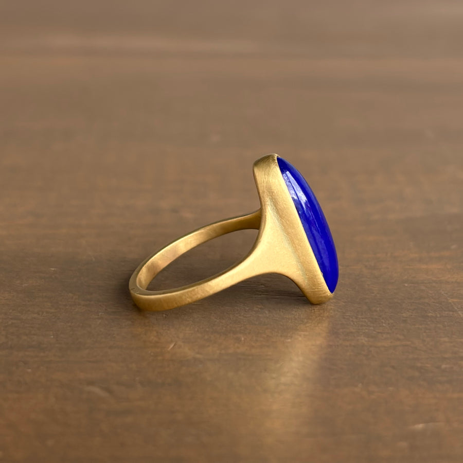 Elongated Oval Lapis Cast Ring