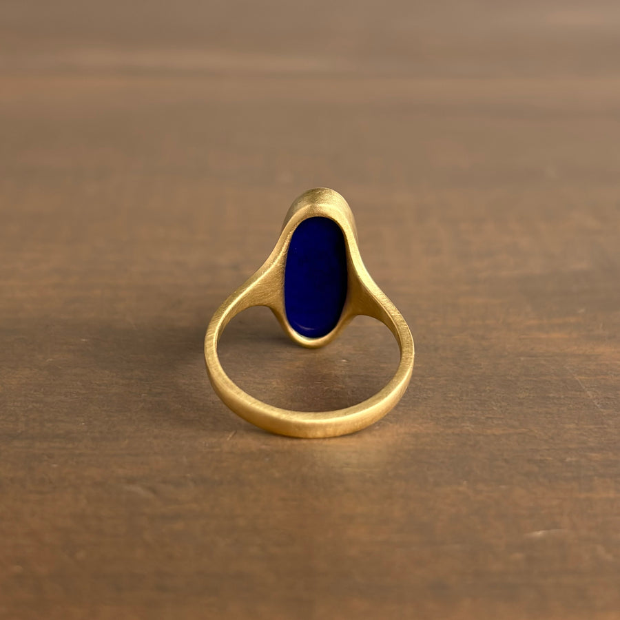 Elongated Oval Lapis Cast Ring