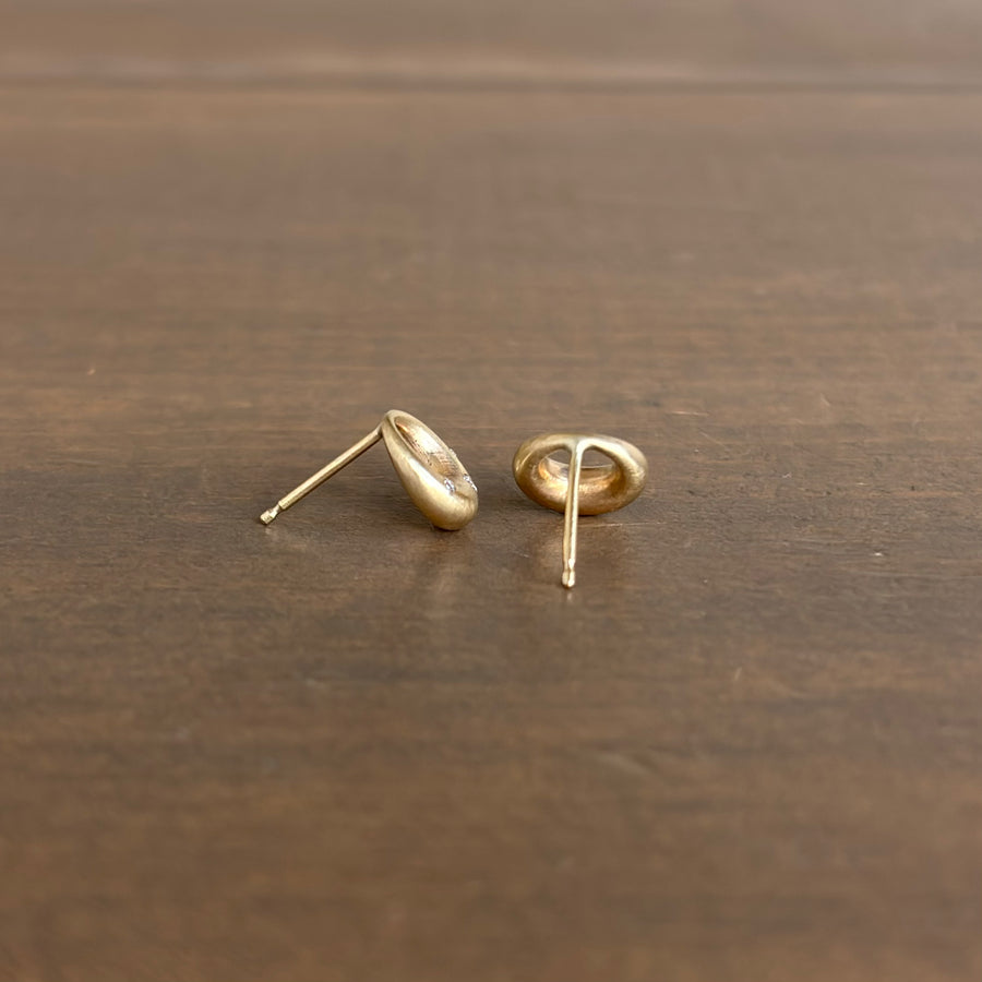 Petite Liquid Gold Fine Melee Diamond Circle Stud Earrings
