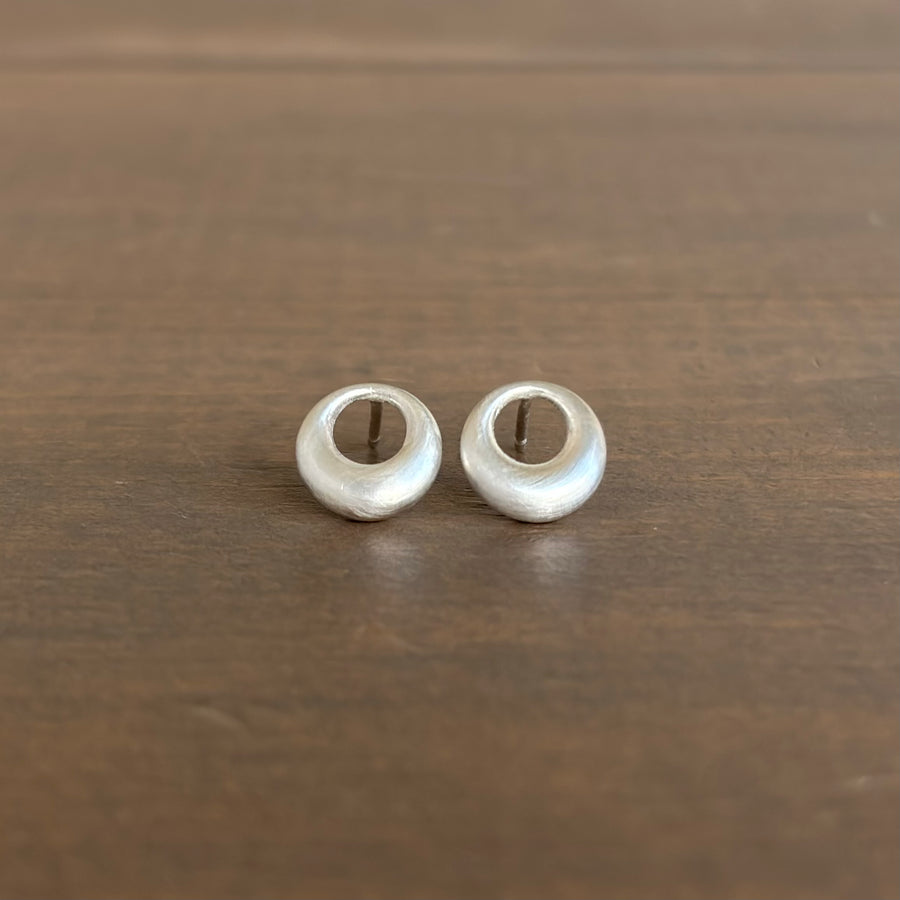 Petite Liquid Sterling Silver Circle Stud Earrings