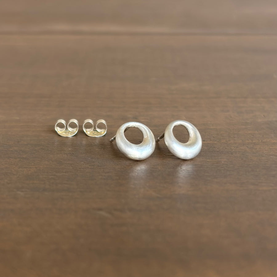 Petite Liquid Sterling Silver Circle Stud Earrings
