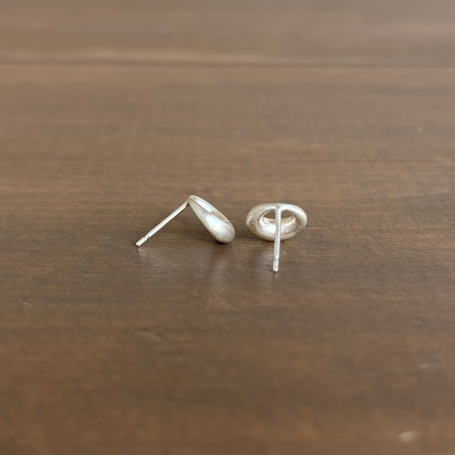 Petite Liquid Sterling Silver Circle Stud Earrings