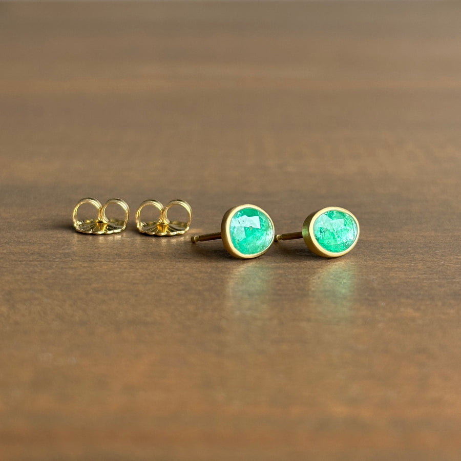 Emerald Pebble Stud Earrings