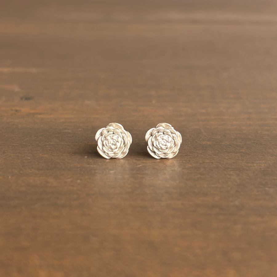 Silver Rose Garden Stud Earrings
