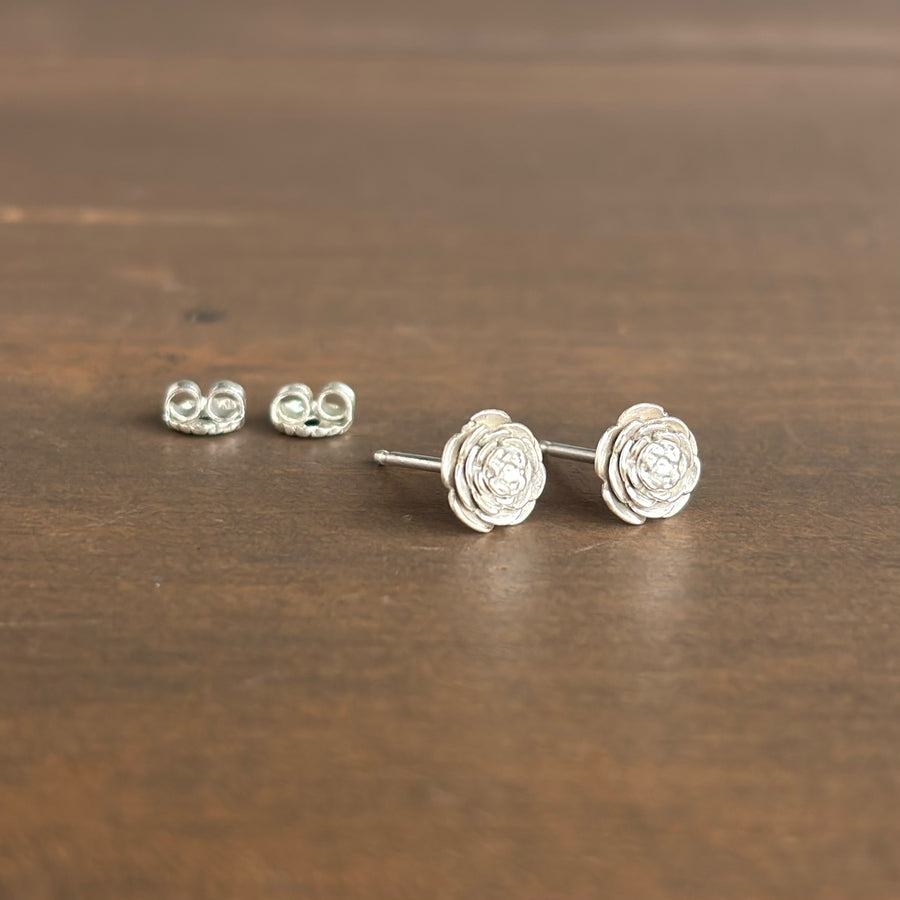 Silver Rose Garden Stud Earrings