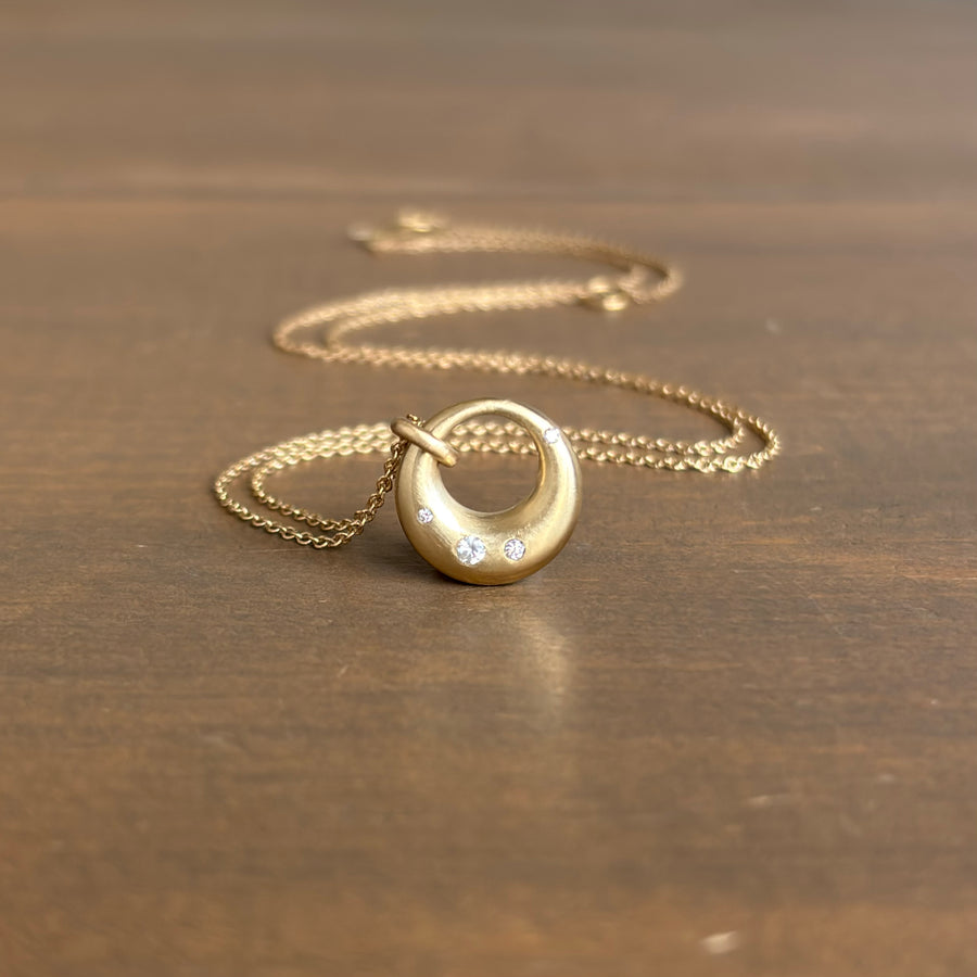 Small Liquid Gold Fine Melee Diamond Circle Pendant
