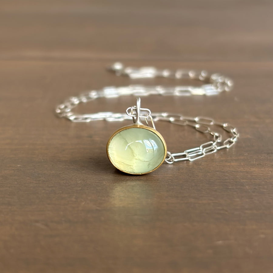 Oval Cabochon Prehnite Pendant