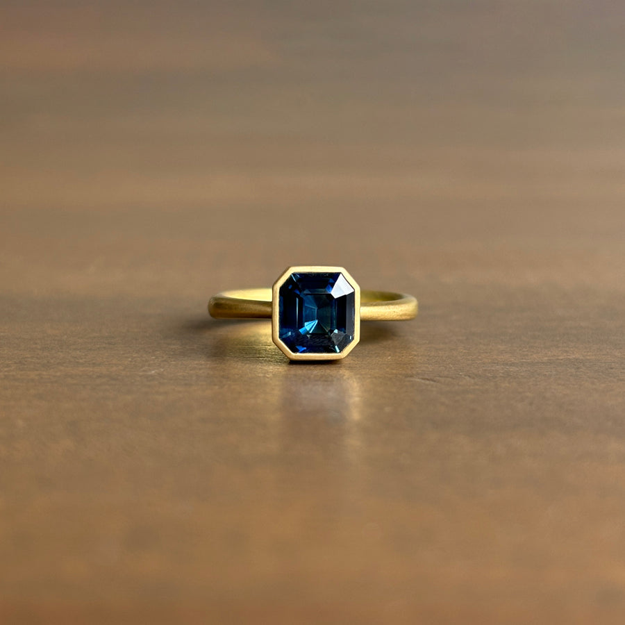 Emerald Cut Blue Sapphire Ring