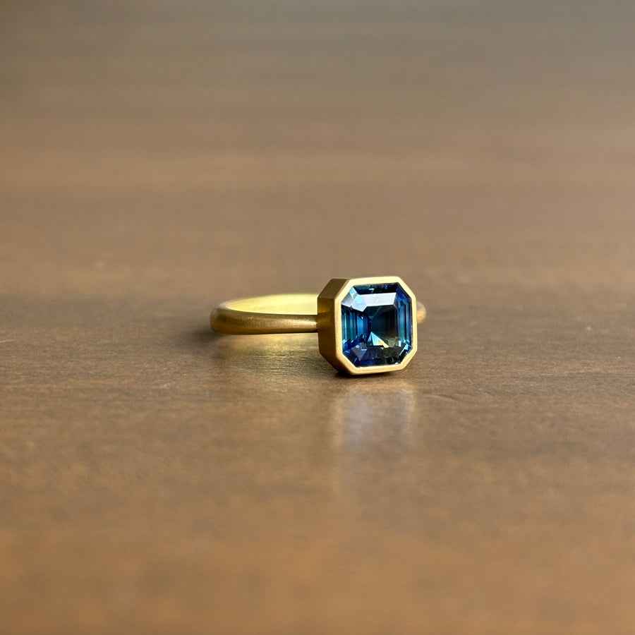 Emerald Cut Blue Sapphire Ring