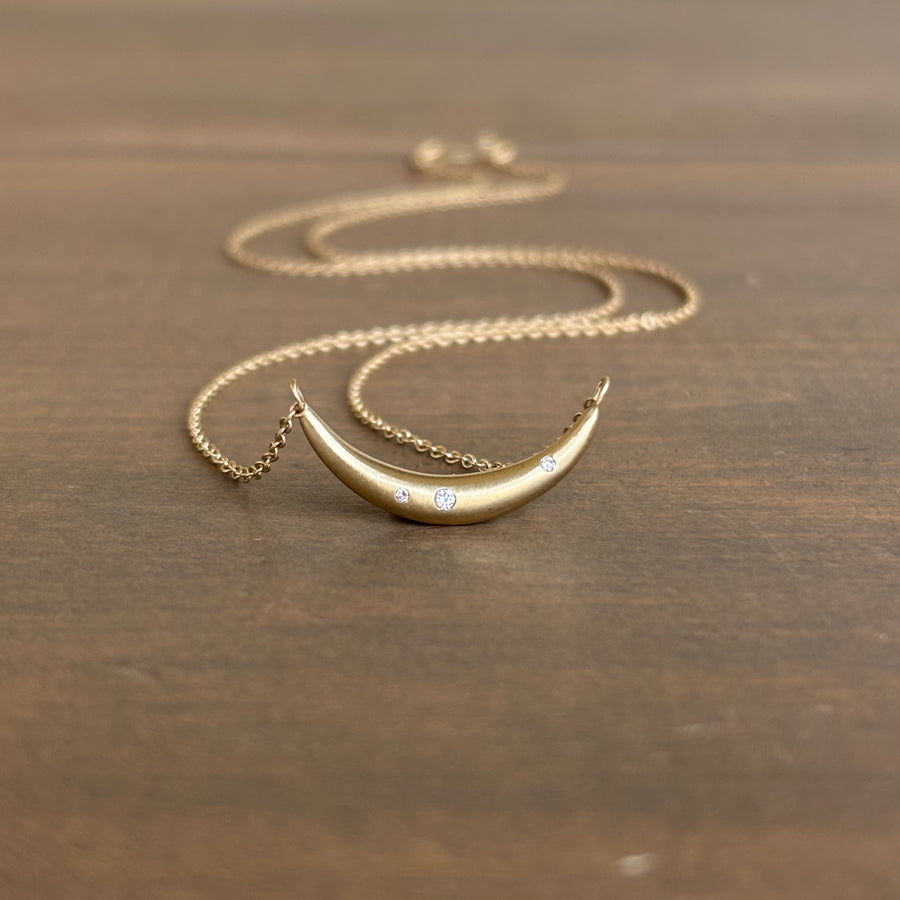Small Liquid Gold Fine Melee Diamond Curve Pendant