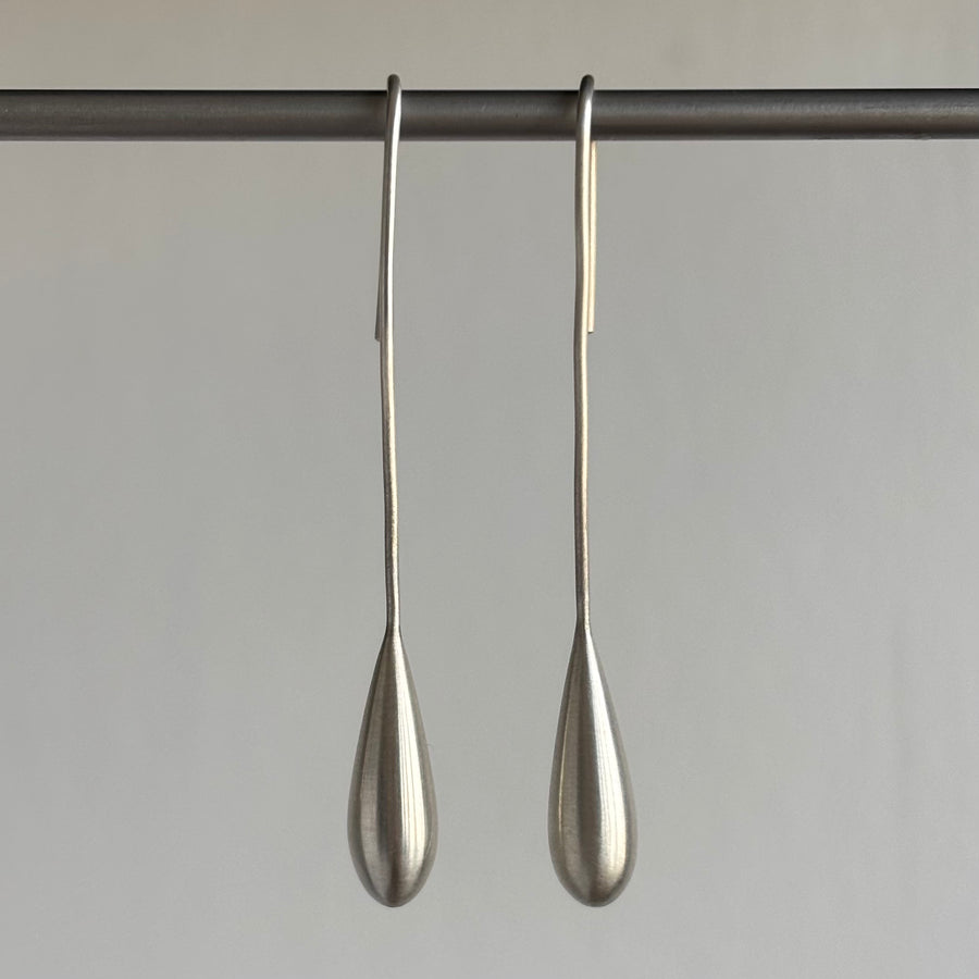 Longer Liquid Sterling Silver Streamline Earrings
