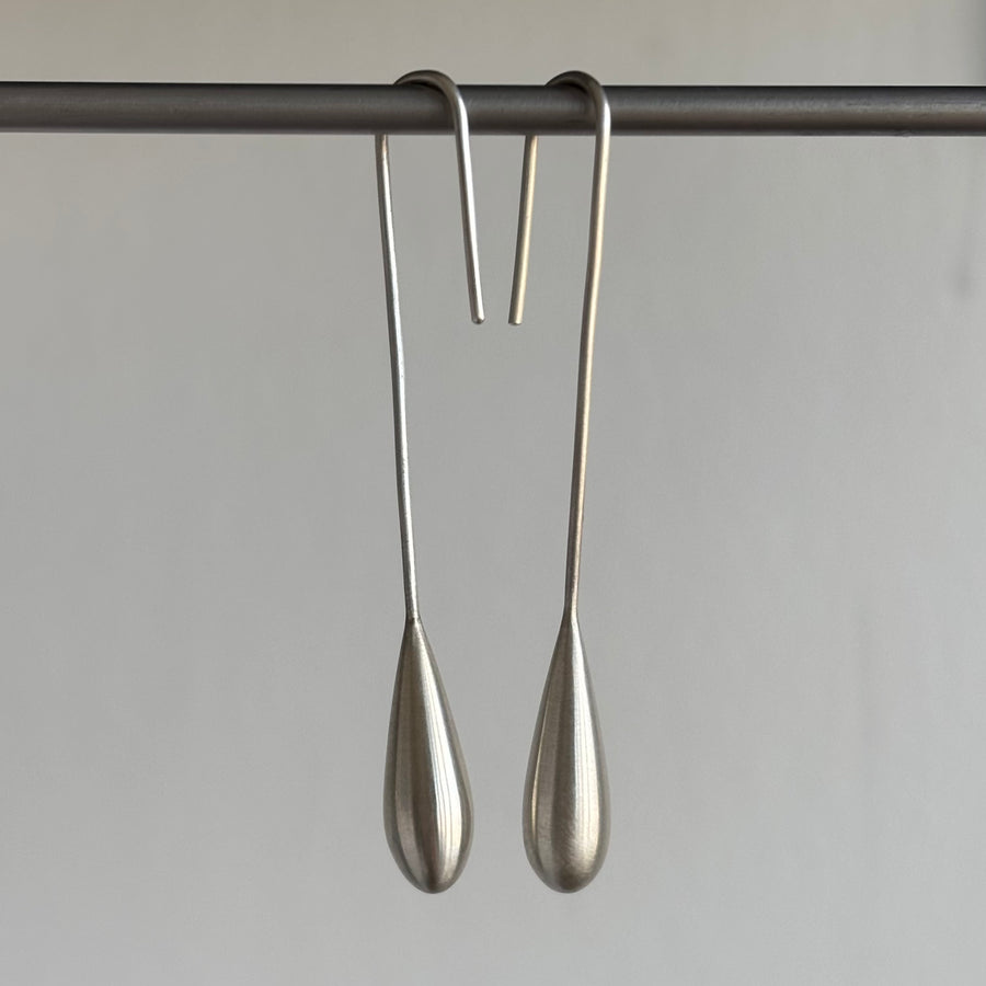 Longer Liquid Sterling Silver Streamline Earrings