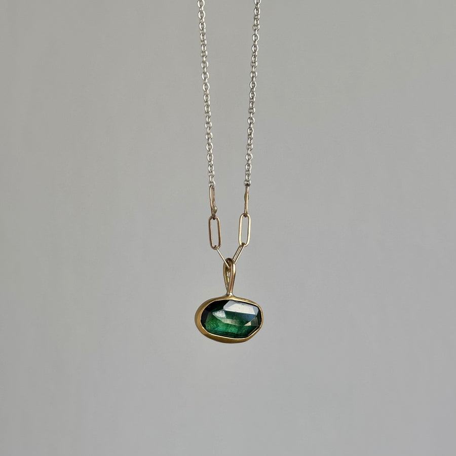 Rose Cut Green Tourmaline Pendant