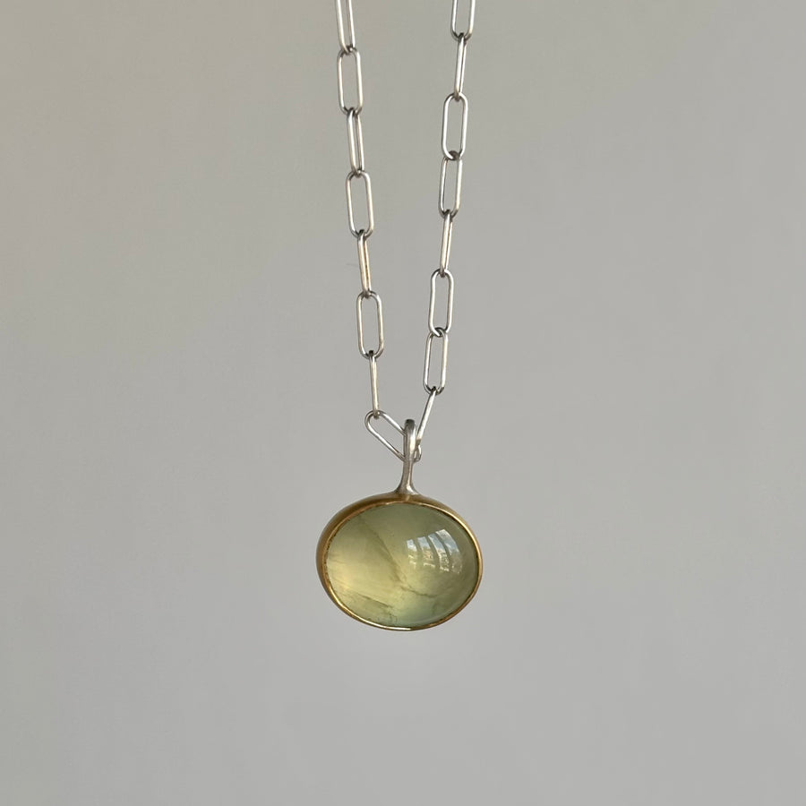 Oval Cabochon Prehnite Pendant