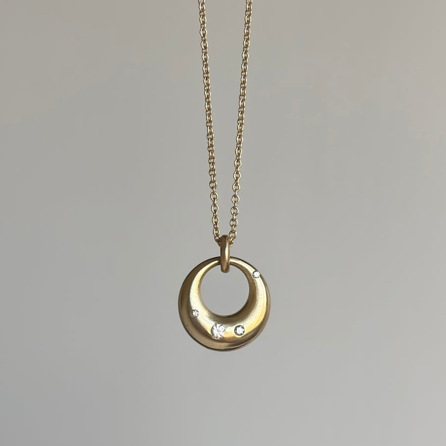 Small Liquid Gold Fine Melee Diamond Circle Pendant