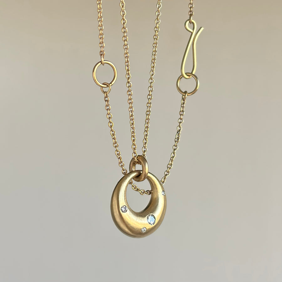 Small Liquid Gold Fine Melee Diamond Circle Pendant