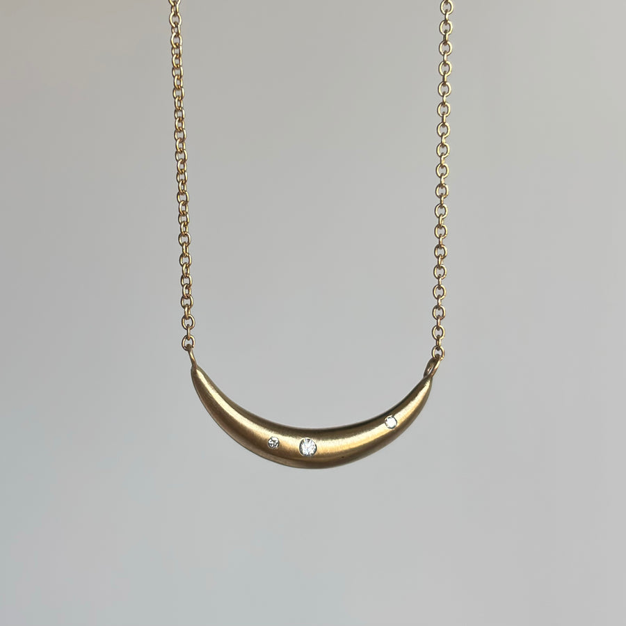 Small Liquid Gold Fine Melee Diamond Curve Pendant