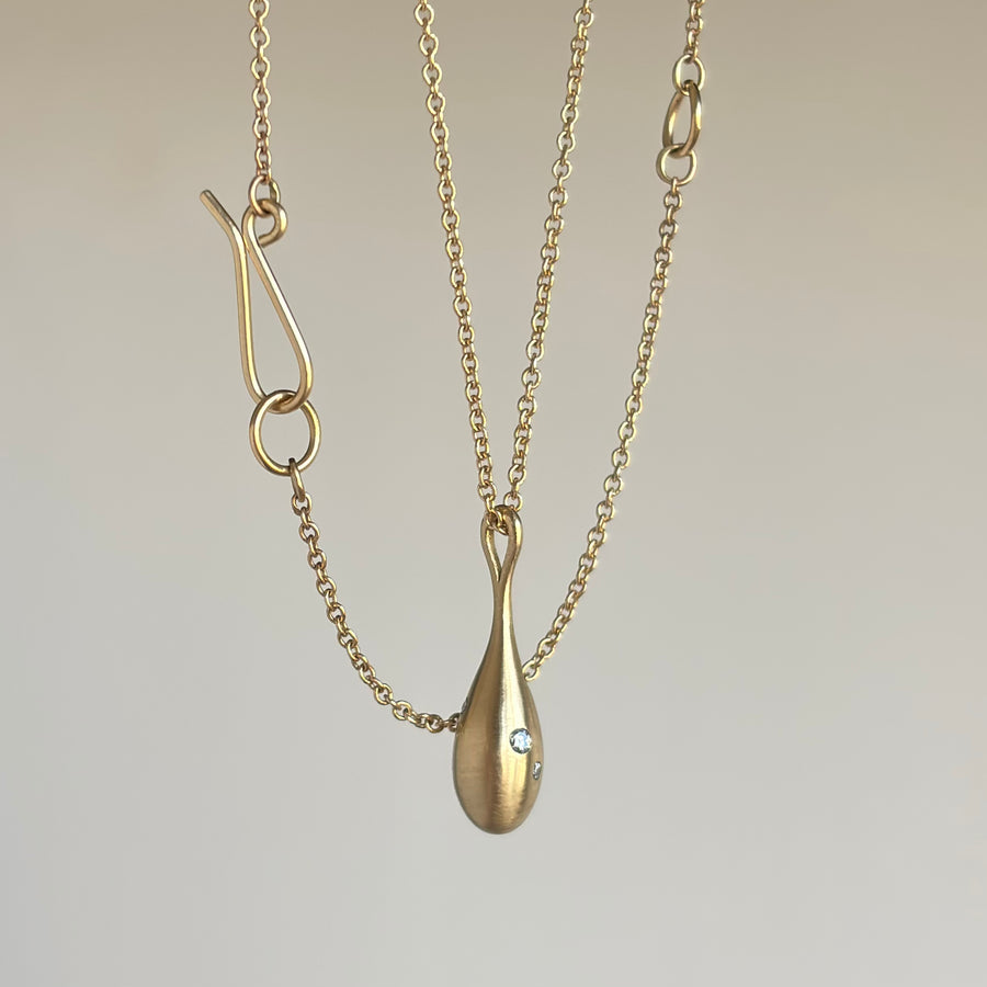 Small Liquid Gold Fine Melee Diamond Drop Pendant