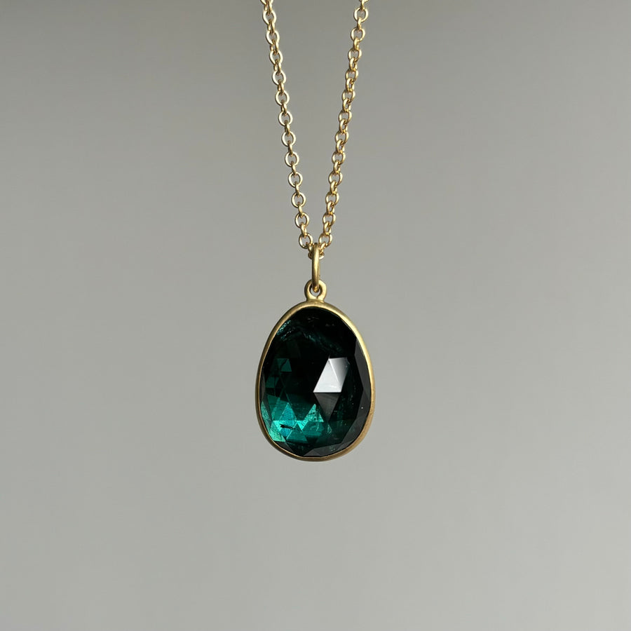 Blue/Green Tourmaline Pebble Pendant