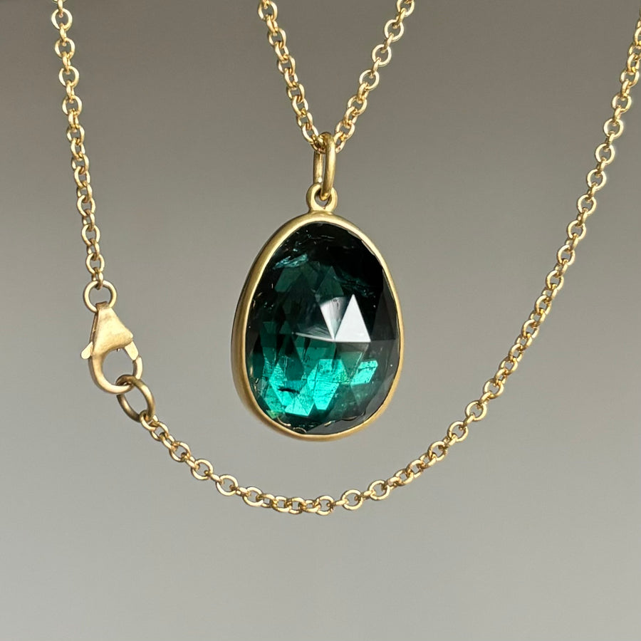 Blue/Green Tourmaline Pebble Pendant