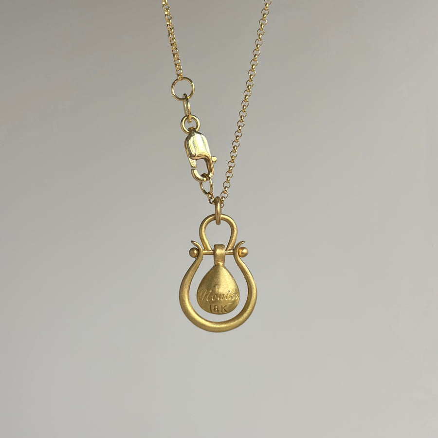 Small Light Blue Aquamarine Drop Lyre Pendant